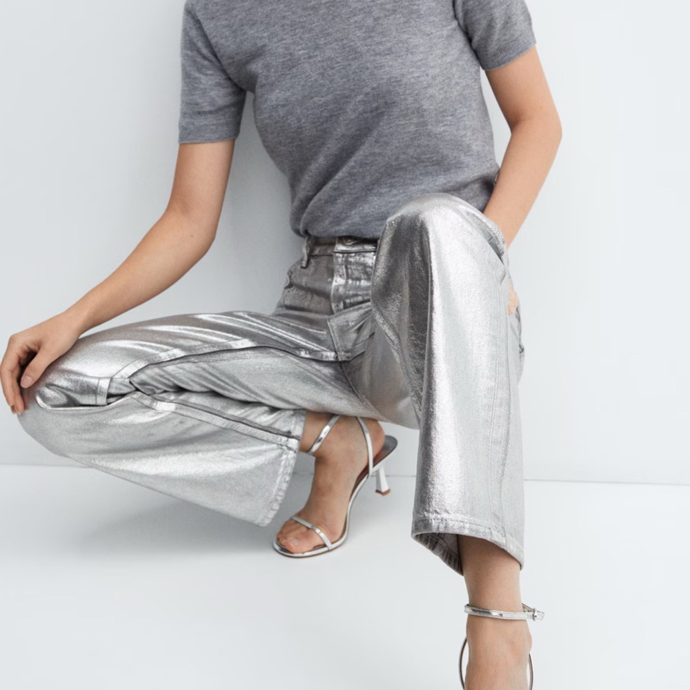 Mango new with no tags silver jeans